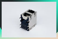 Right Angle 10 / 100 BASE Multi Port RJ45 Modular Jack With Transformer Ethernet Cable Connector；