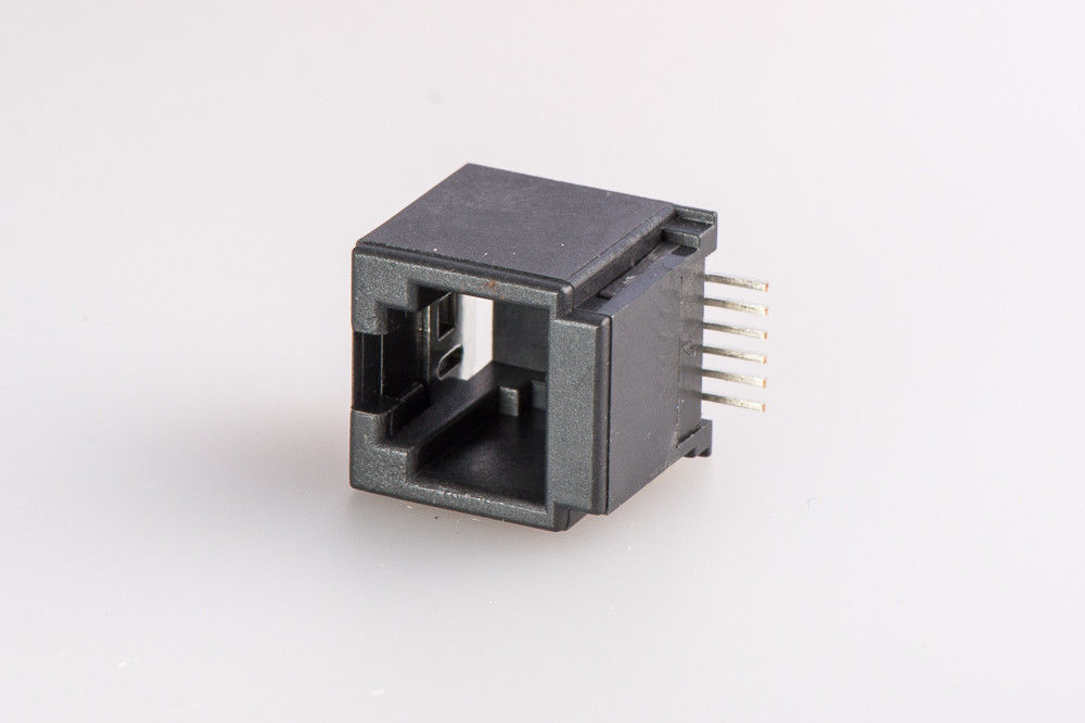 Modular Jack 6P6C Single Port SMD RJ45 / RJ11 Female Connector And Full Plastic