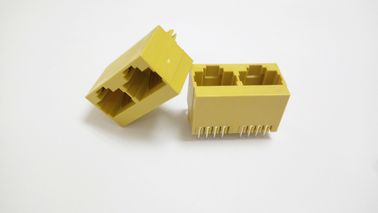 Yellow 2 Port  RJ45 Female Jack 180 Degree 8 Pin Without Transformer LED