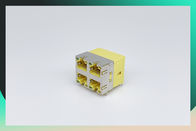 PBT PA66 PA46 Material Multi Port RJ45 Connector 2X2 Port  With Transformer 180 Degree