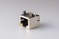 One Port  Vertical RJ45 Connector , POE RJ45 Connector With Single Yellow Led And Tab-Up Shielded