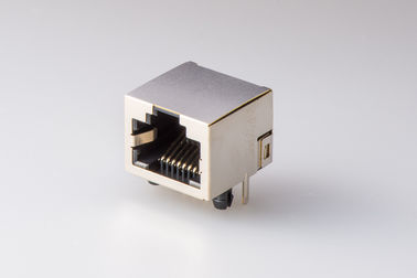 90 Degree RJ45 Connector Without Led , RJ45 Modular Jack 1 X 1  Emi Tab-Up Shielded