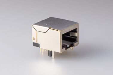 Gold Flash 90 Degree RJ45 10P8C With Shielded And No LED ,  PCB Female Jack