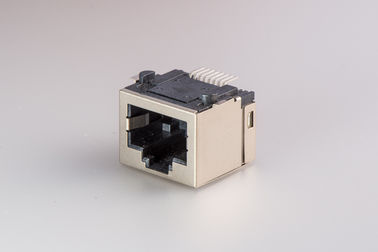 90 Degree RJ45 Connector Without Led , RJ45 Modular Jack 1 X 1  Emi Tab-Up Shielded