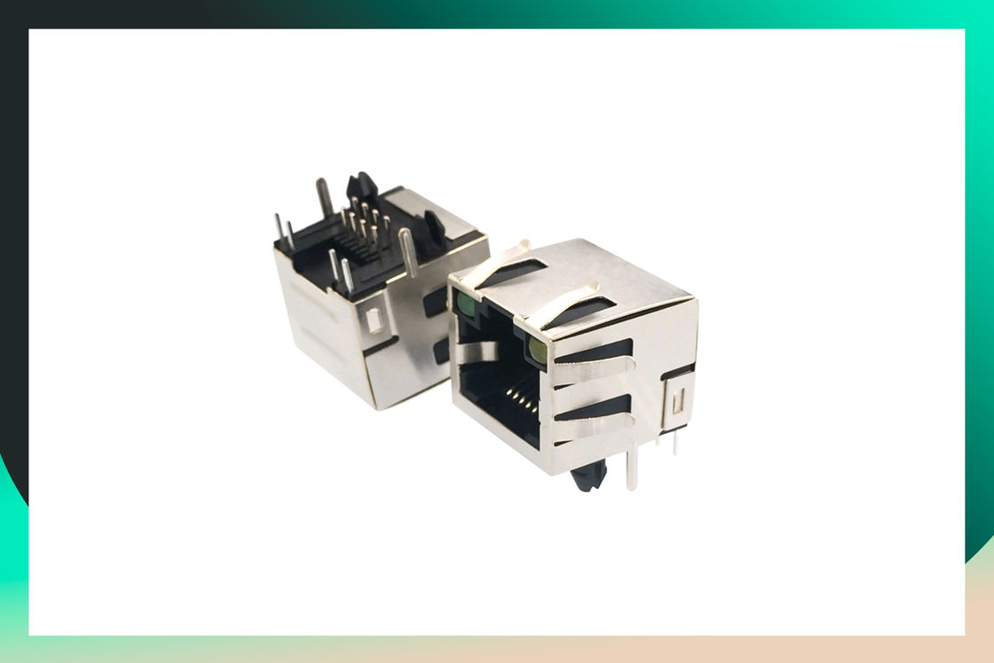 RJHSE538702 Single Port Shielded RJ45 Ethernet Connector With LEDs Network Port Socket