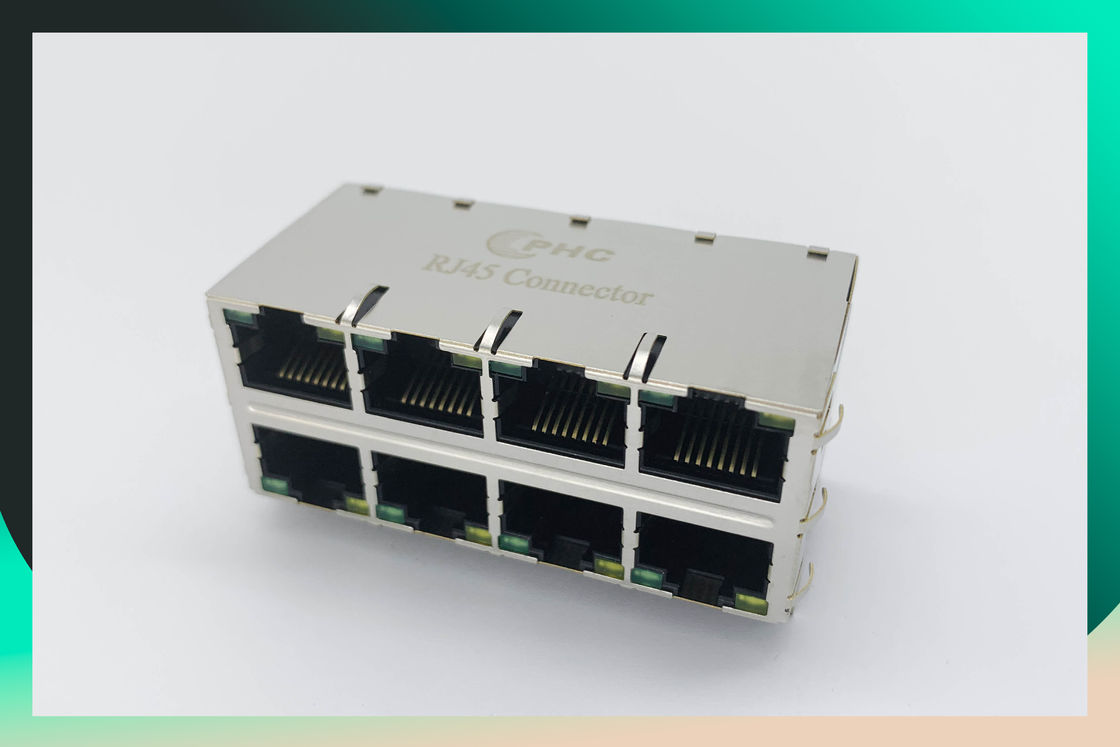 2x4 8x8P 64 Pin RJ45 Modular Connector For Ethernet