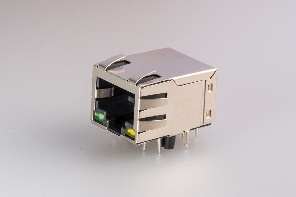 90 Degree RJ45 Ethernet Jack 10P10C 1 Ports and Integrated Magnetic Connector