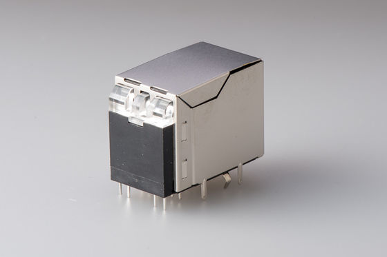 Female Rj45 USB Connector 1 X 1 With Led And Emi Tab-Up Shielded 90 ...