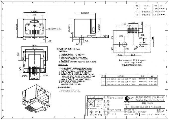 Automation Testing&Equipments SMD RJ45 8P8C 15.5MML RJ45 Modular Jack ...